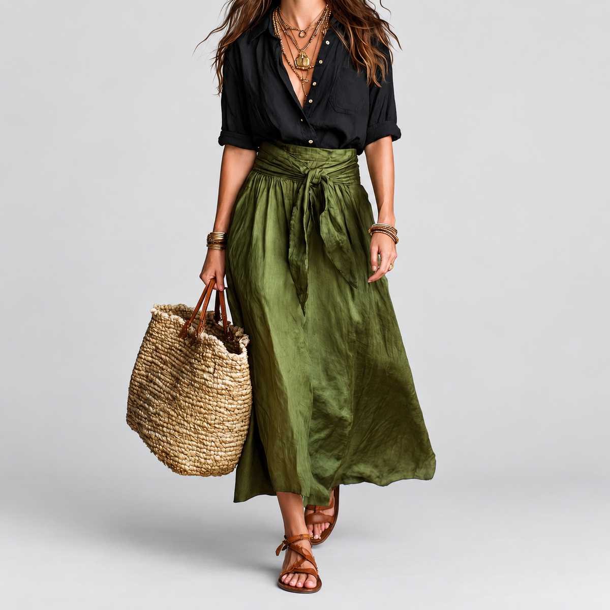 Selma | Women’s Top and High-Waisted Midi Skirt Set — product detail 1