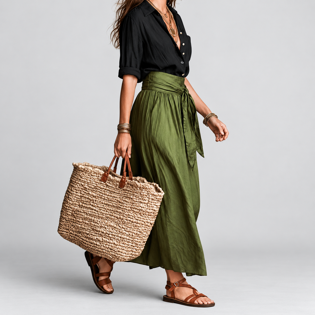 Selma | Women’s Top and High-Waisted Midi Skirt Set — product detail 2