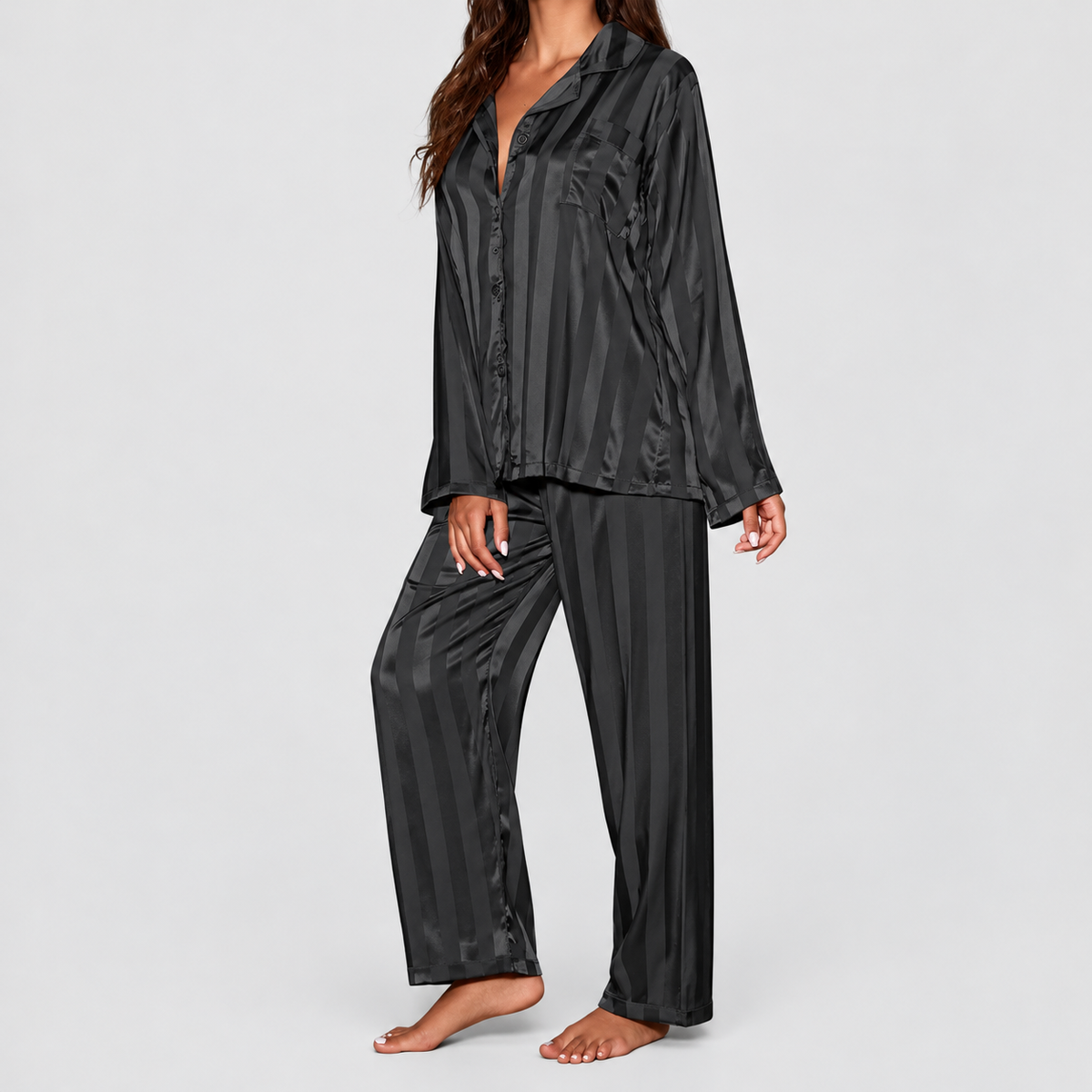 Seraphine-Rose | Women’s Satin Long-Sleeve Pyjama Set — product detail 8