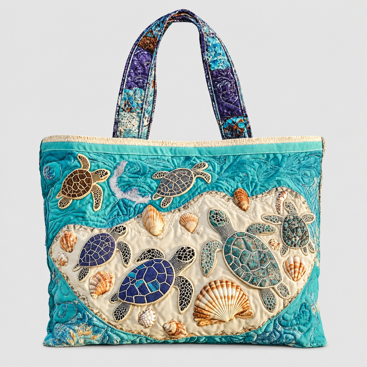 Sidonia | Women’s Ocean-Turtle Quilted Tote Bag — product detail 1