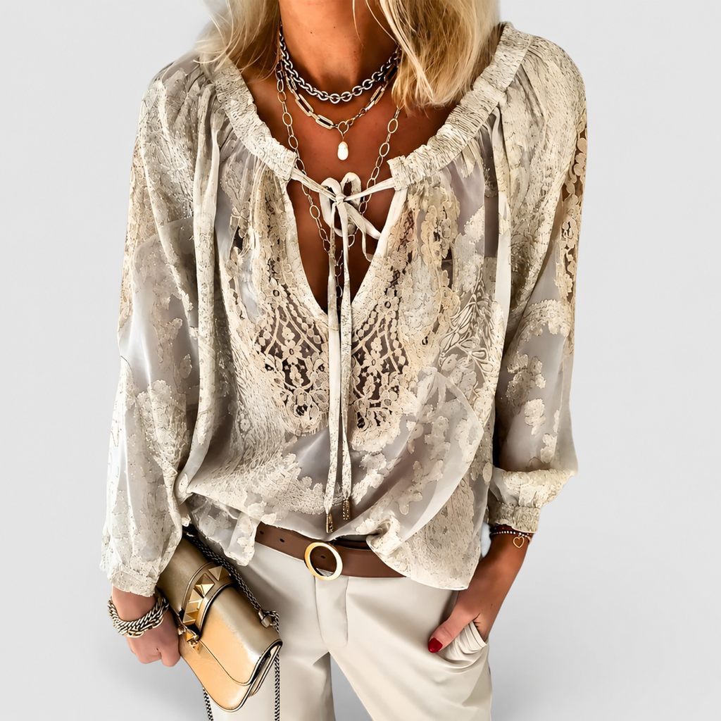 Sienelle | Women’s V-Neck Long-Sleeve Boho Blouse — product detail 4