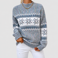 Sigrida | Women’s Fair Isle Knit Sweater — Blue
