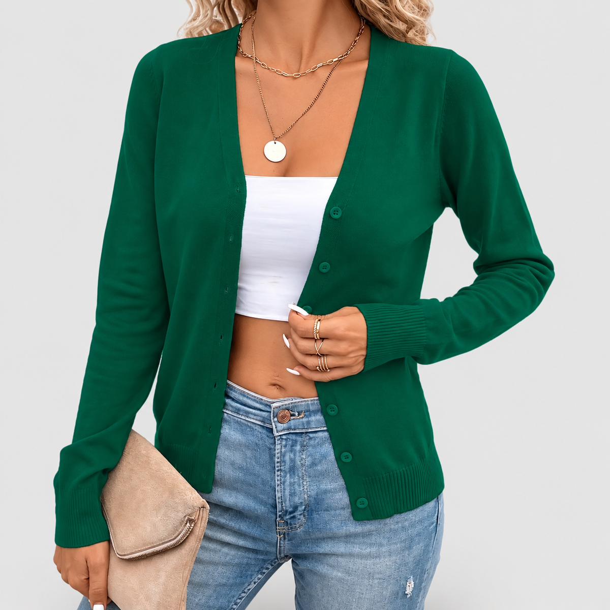 Simone | Women’s Button-Front Cardigan Sweater — product detail 1
