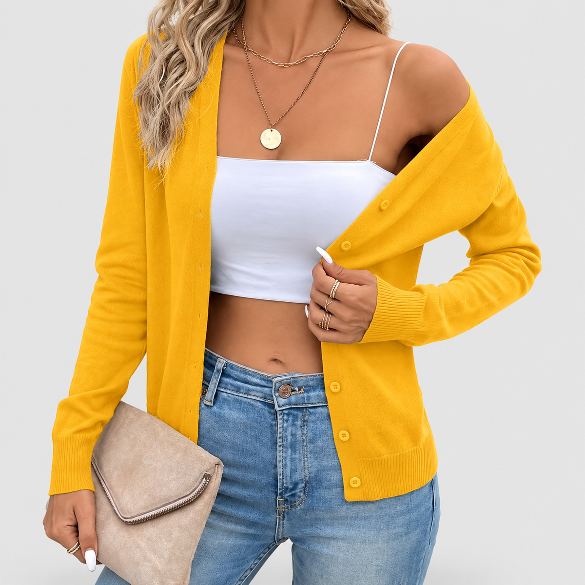 Simone | Women’s Button-Front Cardigan Sweater — product detail 3