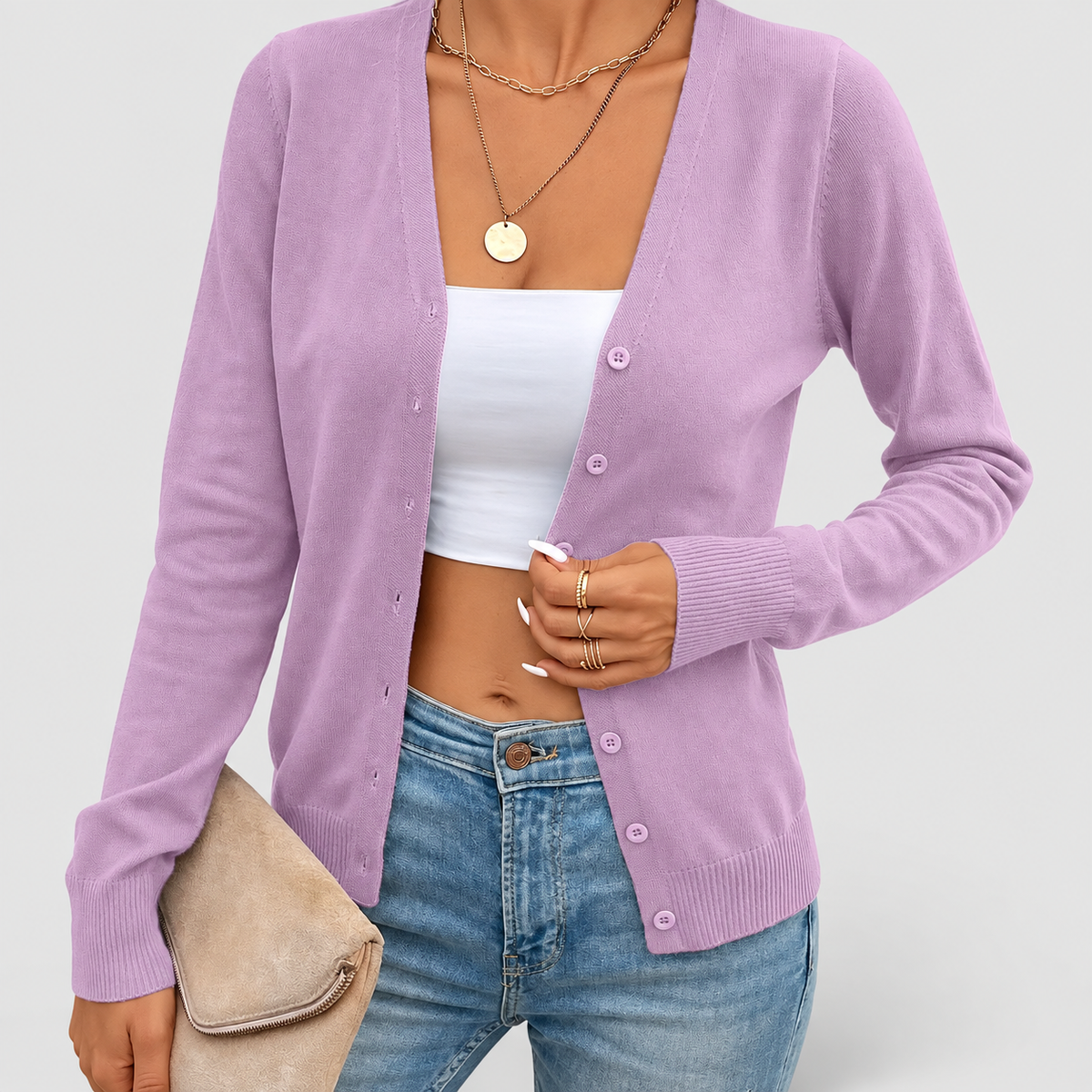 Simone | Women’s Button-Front Cardigan Sweater — product detail 9
