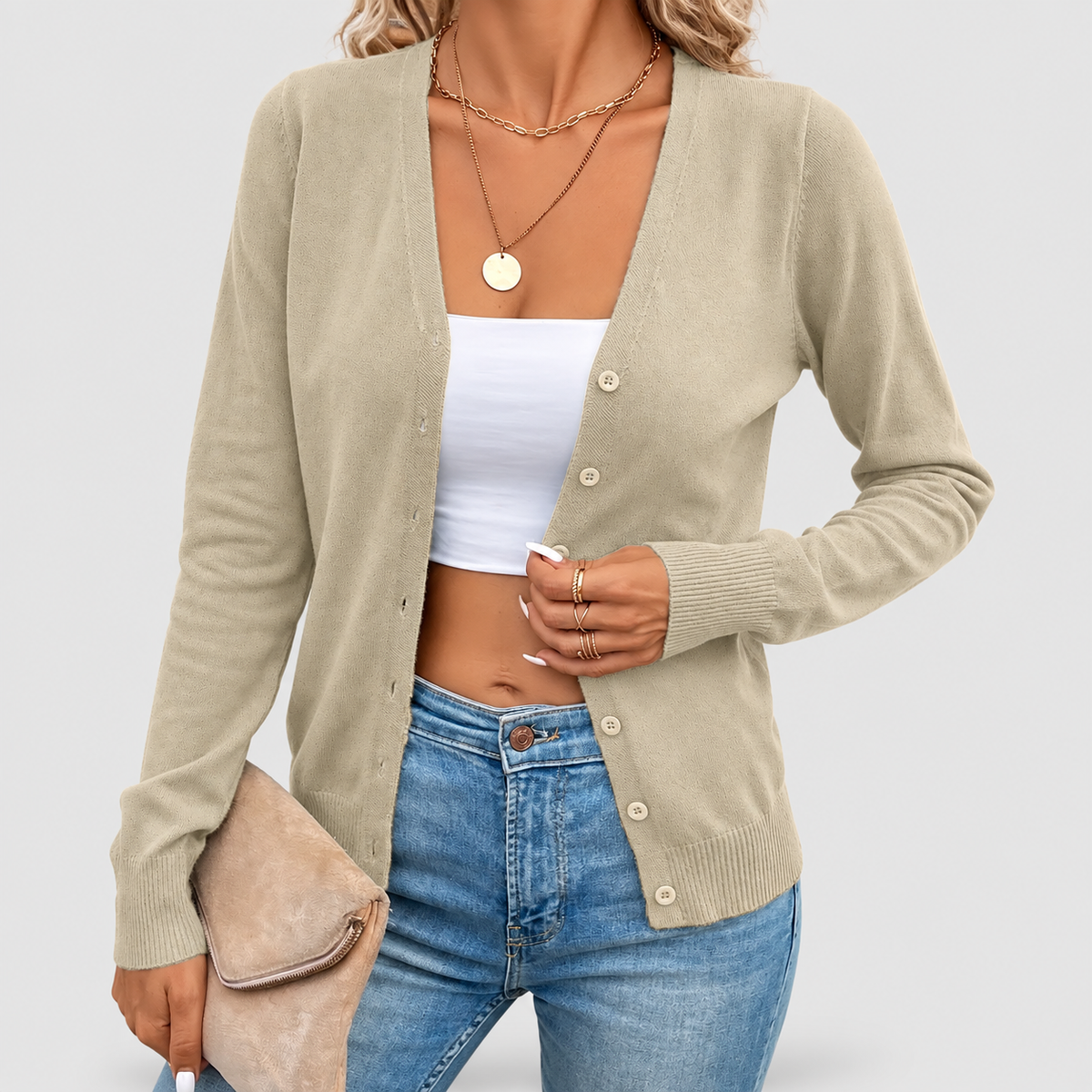 Simone | Women’s Button-Front Cardigan Sweater — product detail 10