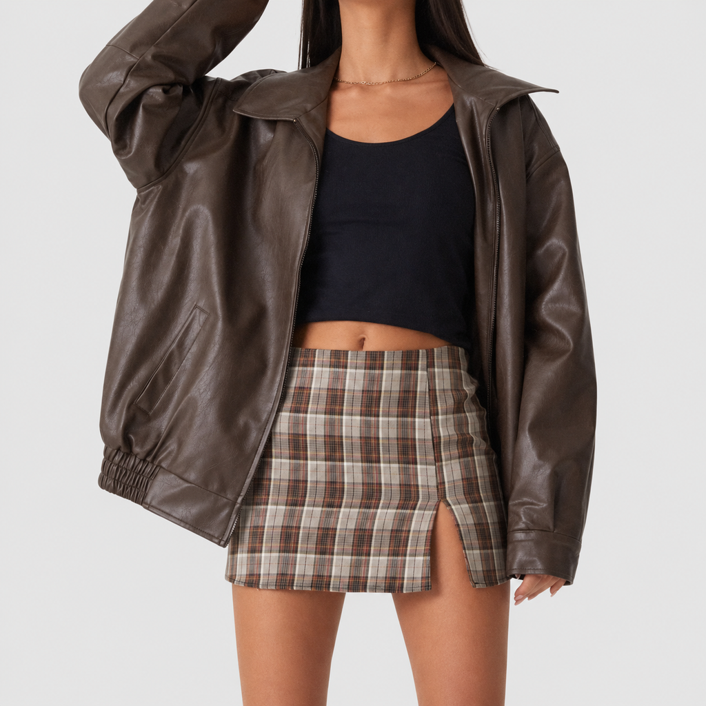 Sloane | Women’s Boxy Oversized Faux-Leather Jacket — product detail 2