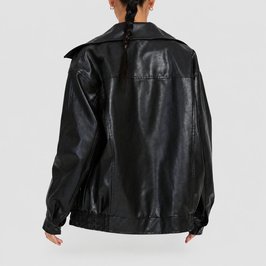 Sloane | Women’s Boxy Oversized Faux-Leather Jacket — product detail 6