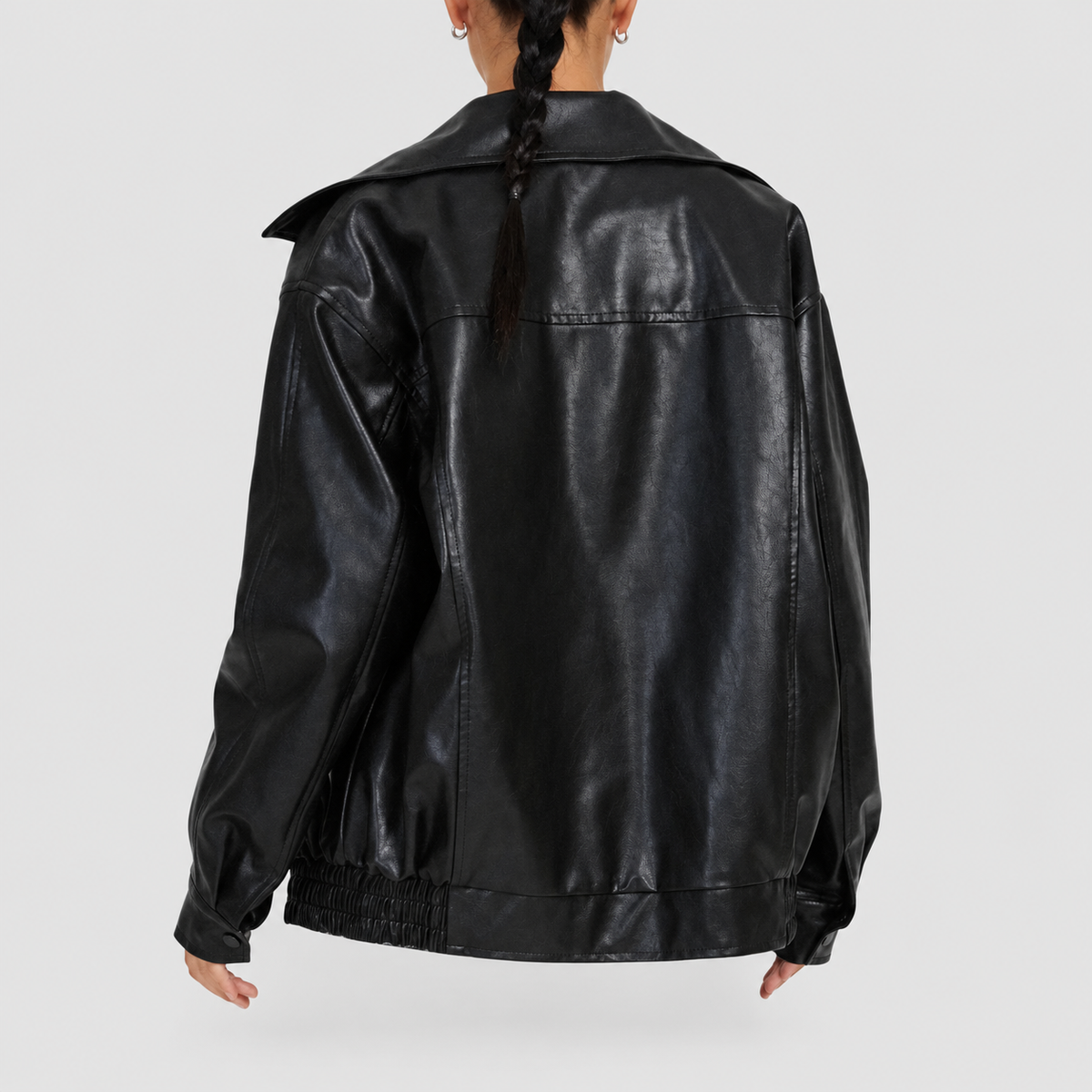 Sloane | Women’s Boxy Oversized Faux-Leather Jacket — product detail 6