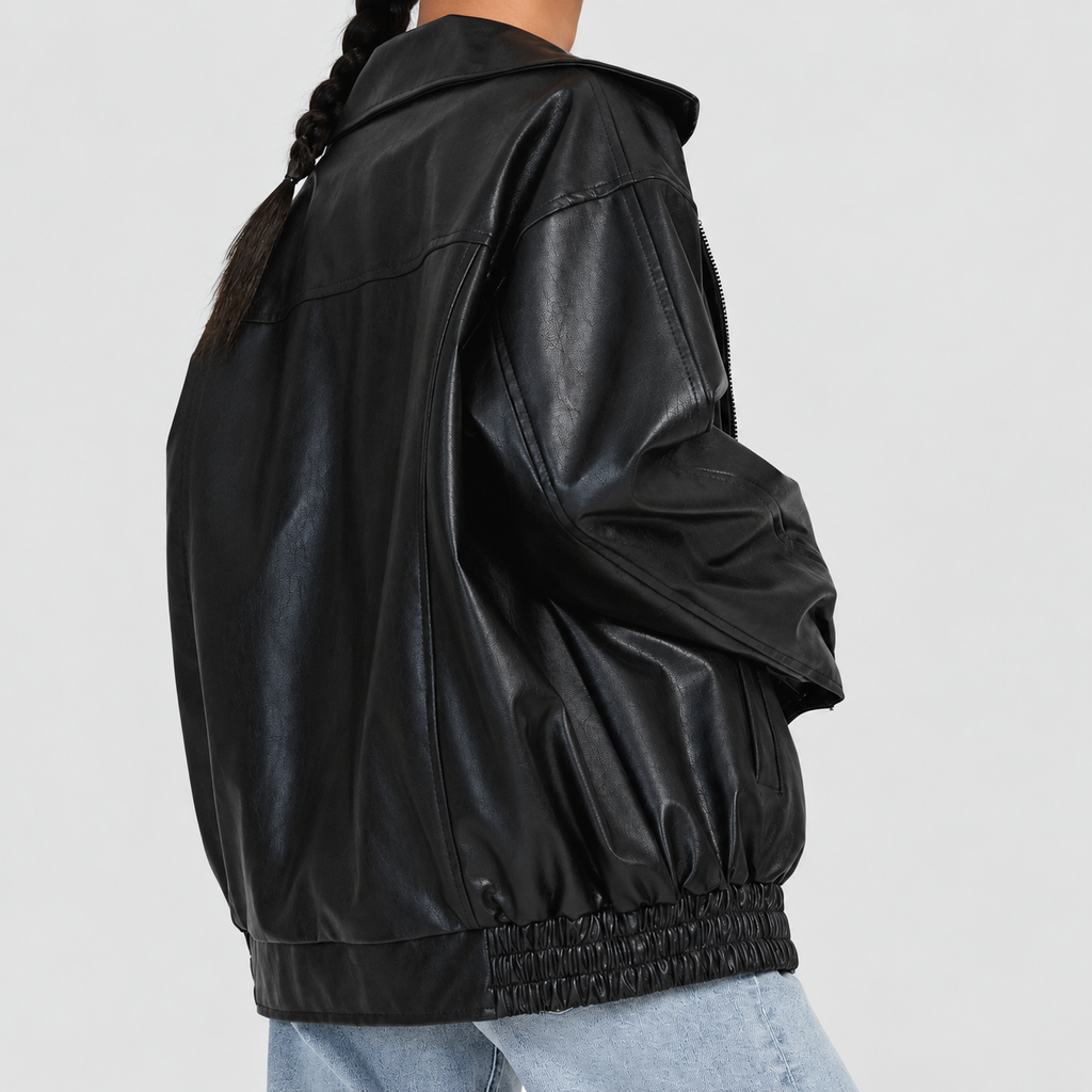 Sloane | Women’s Boxy Oversized Faux-Leather Jacket — product detail 8