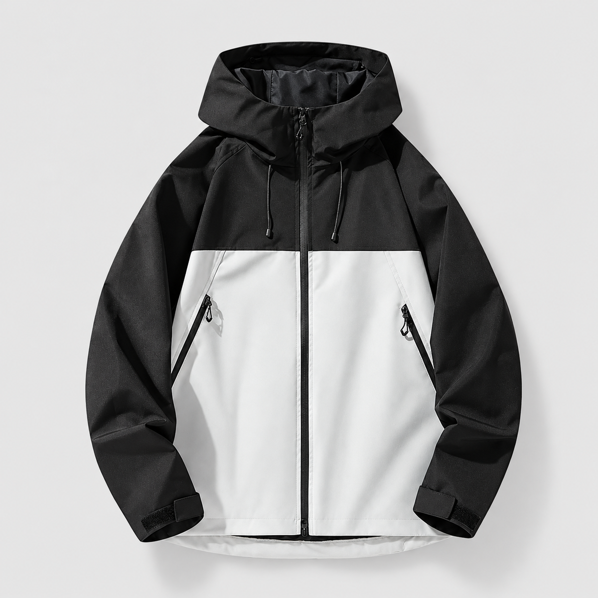 Sullivan | Men’s Hooded Zip-Pocket Shell Jacket — Black White