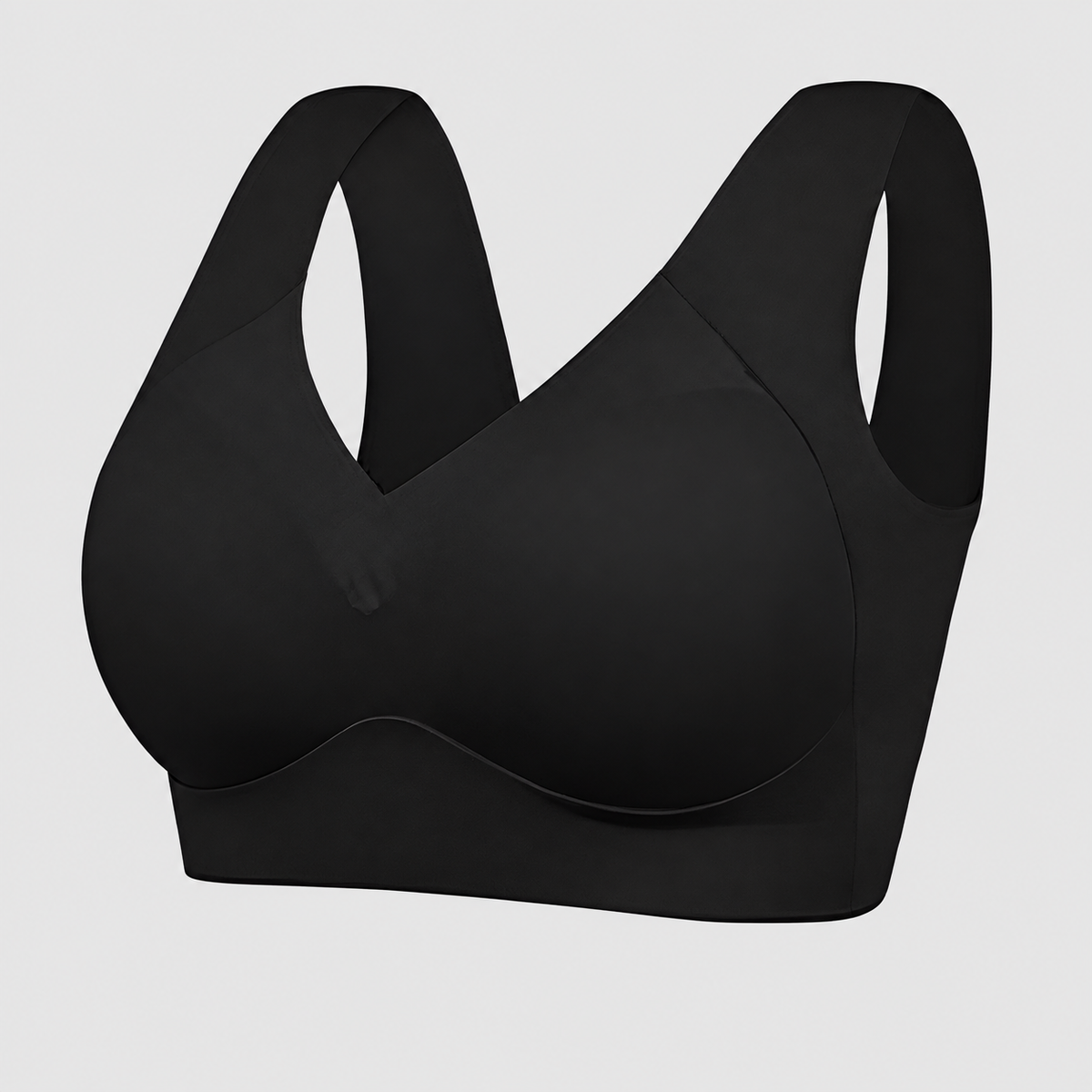 Suzette | Women’s Wide-Strap V-Neck Bra — Black
