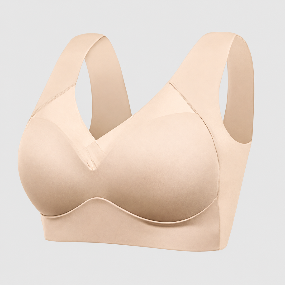 Suzette | Women’s Wide-Strap V-Neck Bra — Beige