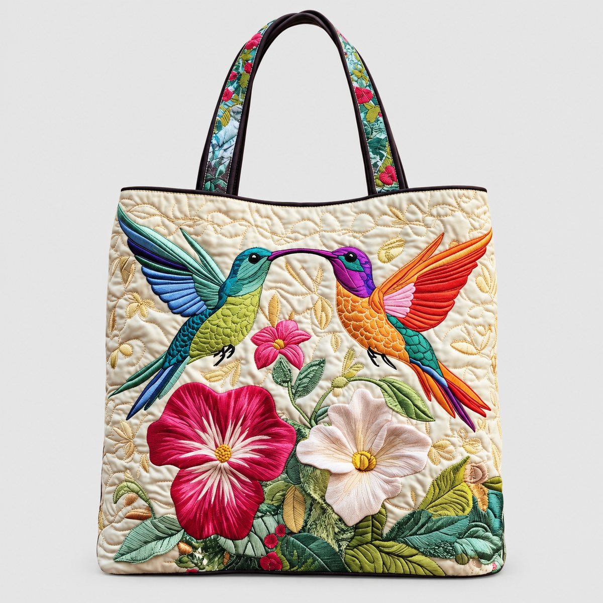 Sylvia | Women’s Two-Hummingbird Floral Tote Bag — product detail 1
