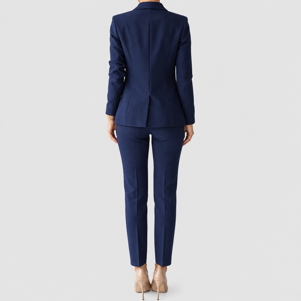 Tabea | Women’s Double-Breasted Blazer and Pants Set — Navy Blue