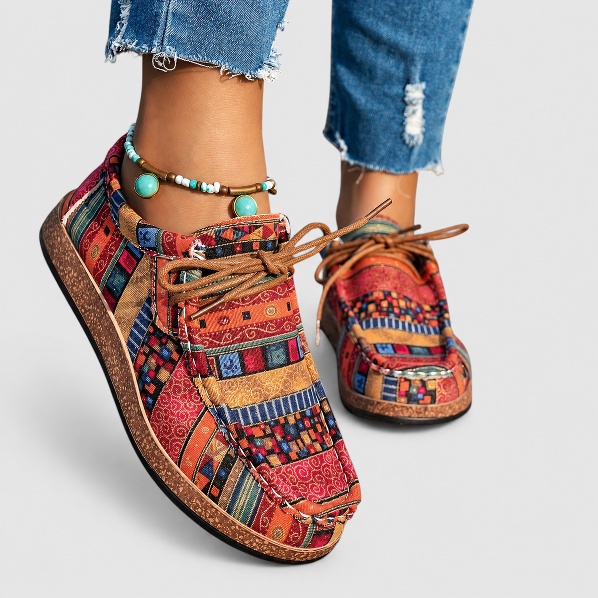 Tamsin | Women’s Patterned Lace-Up Walking Shoes — product detail 1