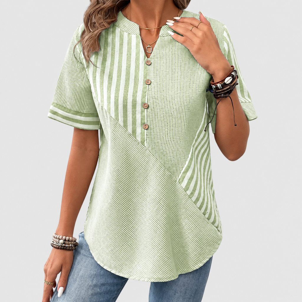 Tanith | Women’s Striped Short-Sleeve Blouse — product detail 3