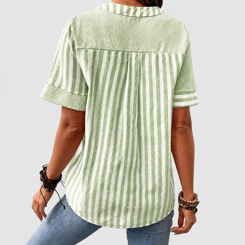 Tanith | Women’s Striped Short-Sleeve Blouse — product detail 4