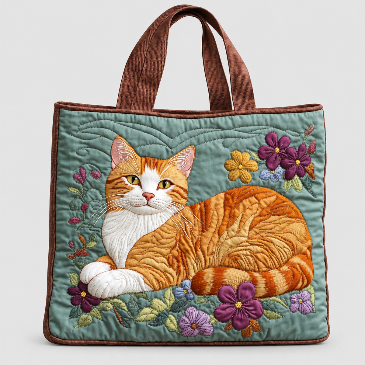 Tatiana | Women’s Ginger-Cat Floral Tote Bag — product detail 1