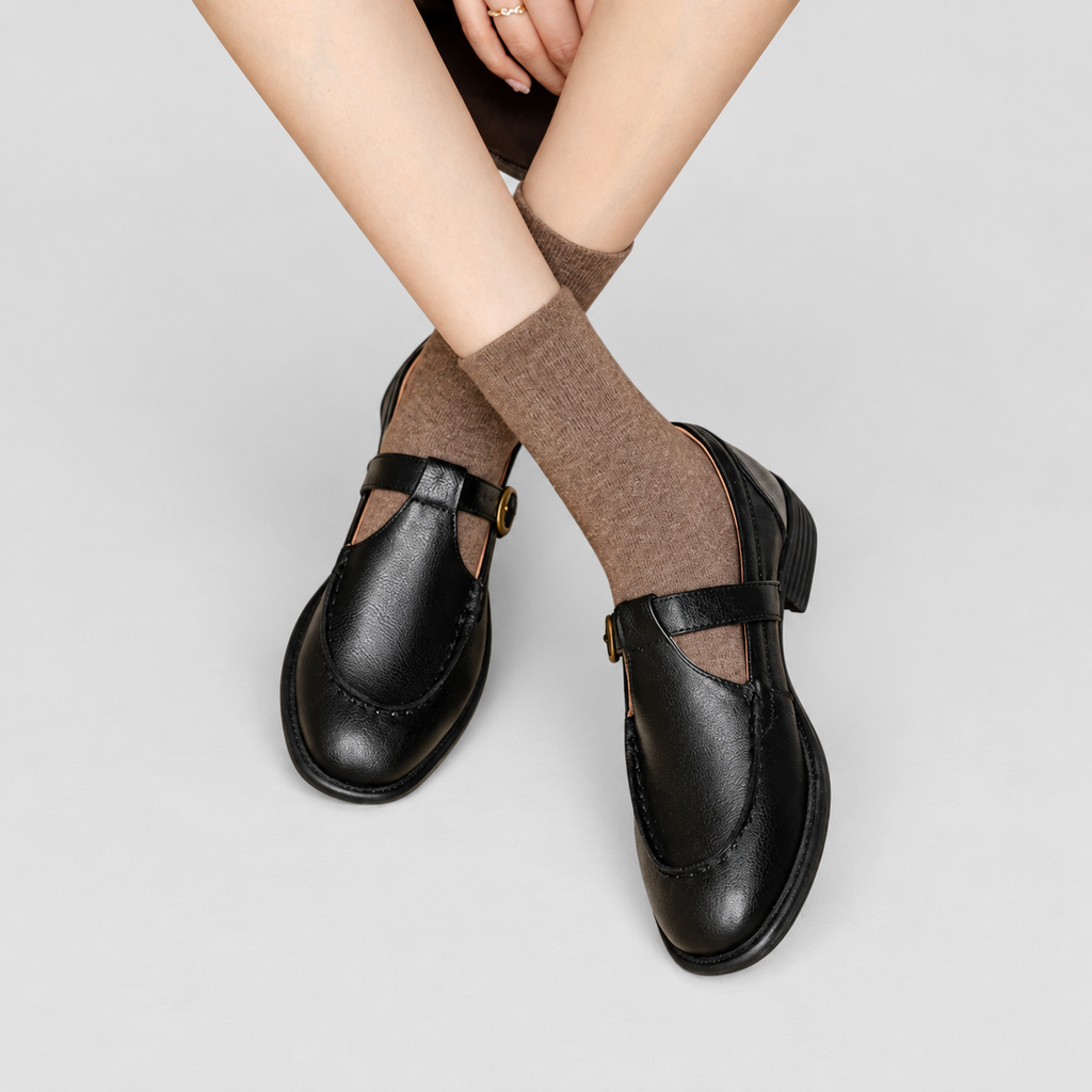 Theodora | Women’s Square-Toe Mary Jane Shoes — Black