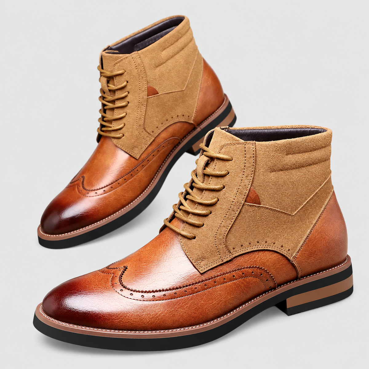 Tristan | Men’s Lace-Up Ankle Boots — Light Brown