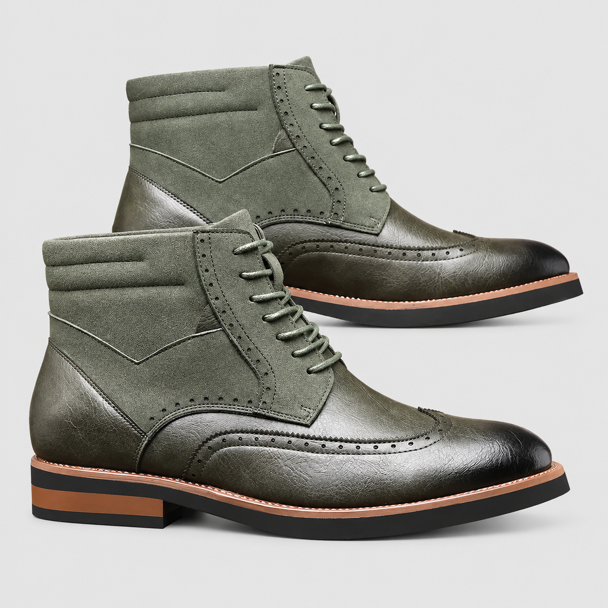 Tristan | Men’s Lace-Up Ankle Boots — Green