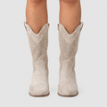 Tristana | Women’s Pointed-Toe Western Mid-Calf Boots — Beige