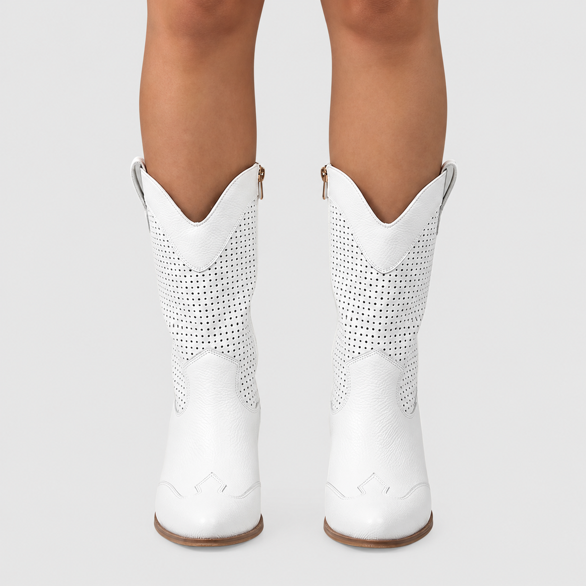 Tristana | Women’s Pointed-Toe Western Mid-Calf Boots — White