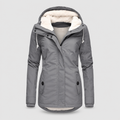 Ursula | Women’s Long Jacket with Hood and Lining — Gray