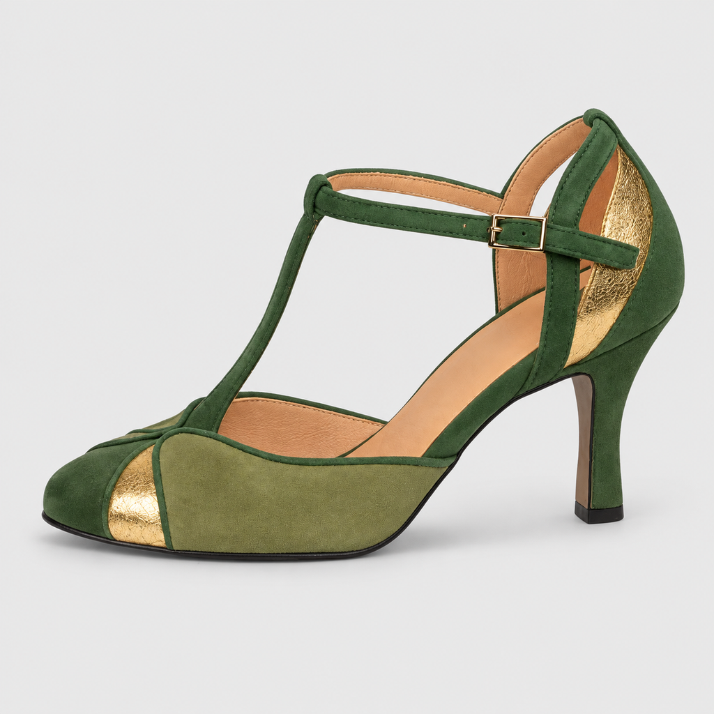 Valeska | Women’s Green Ankle-Strap Heels — Green