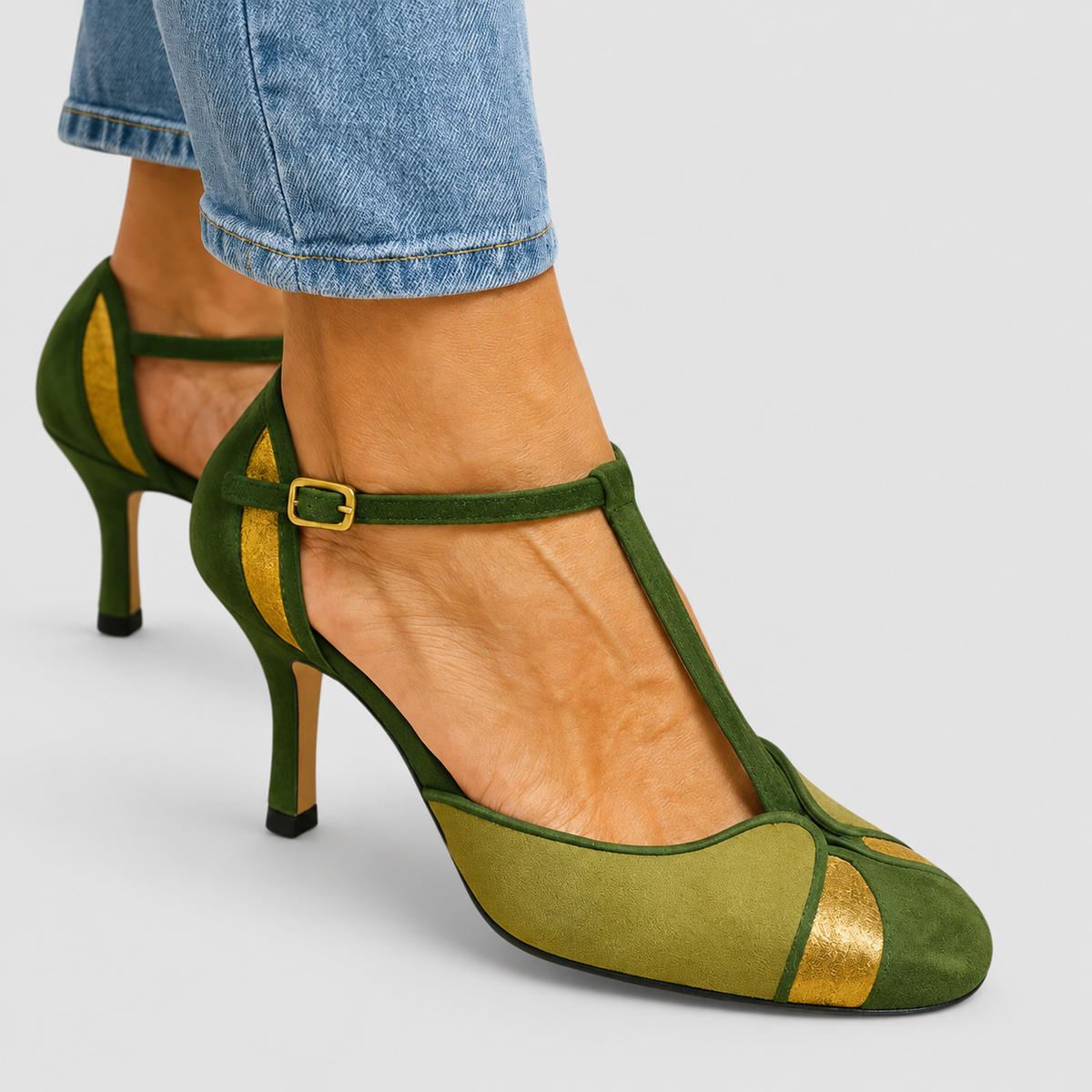 Valeska | Women’s Green Ankle-Strap Heels — product detail 2