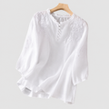 Vasilina | Women’s Embroidered Button-Front Blouse — White