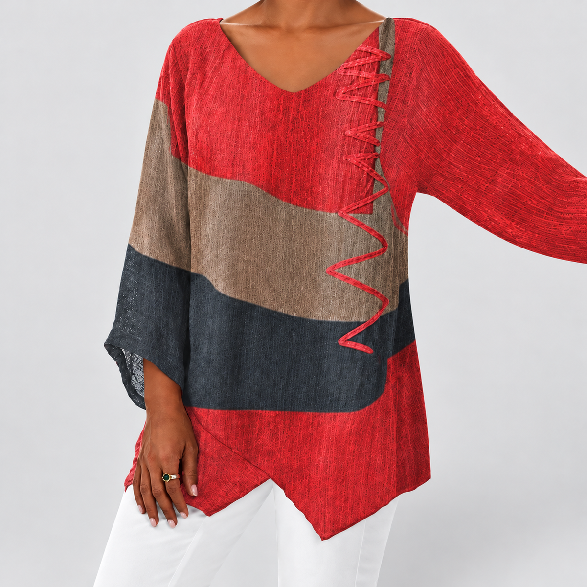 Vesper | Women’s V-Neck Asymmetrical Tunic — product detail 6