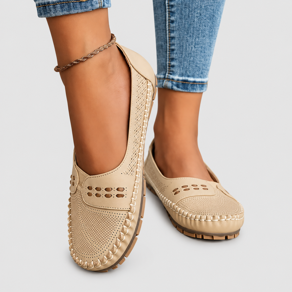 Vespera | Women’s Perforated Slip-On Loafers — product detail 5