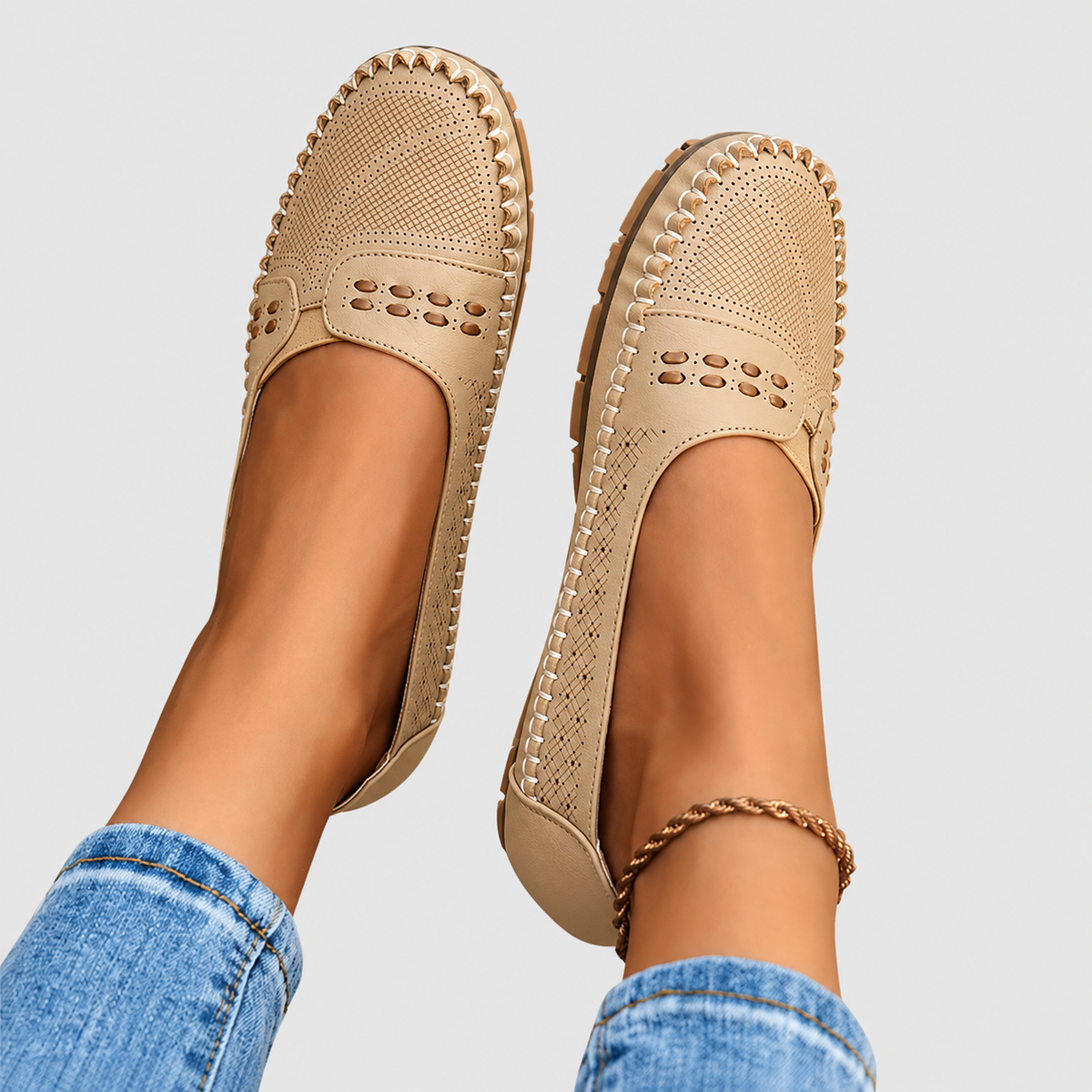 Vespera | Women’s Perforated Slip-On Loafers — product detail 6