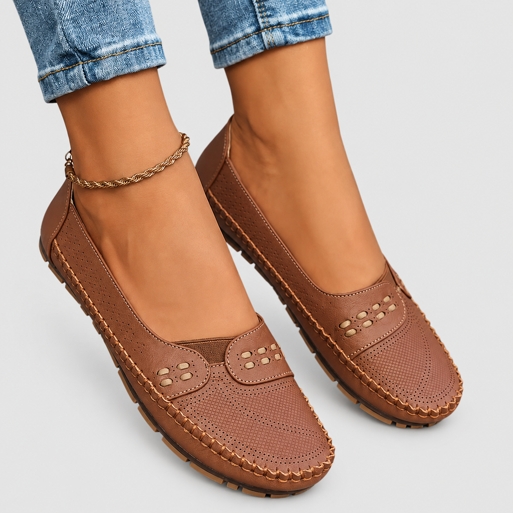 Vespera | Women’s Perforated Slip-On Loafers — product detail 8