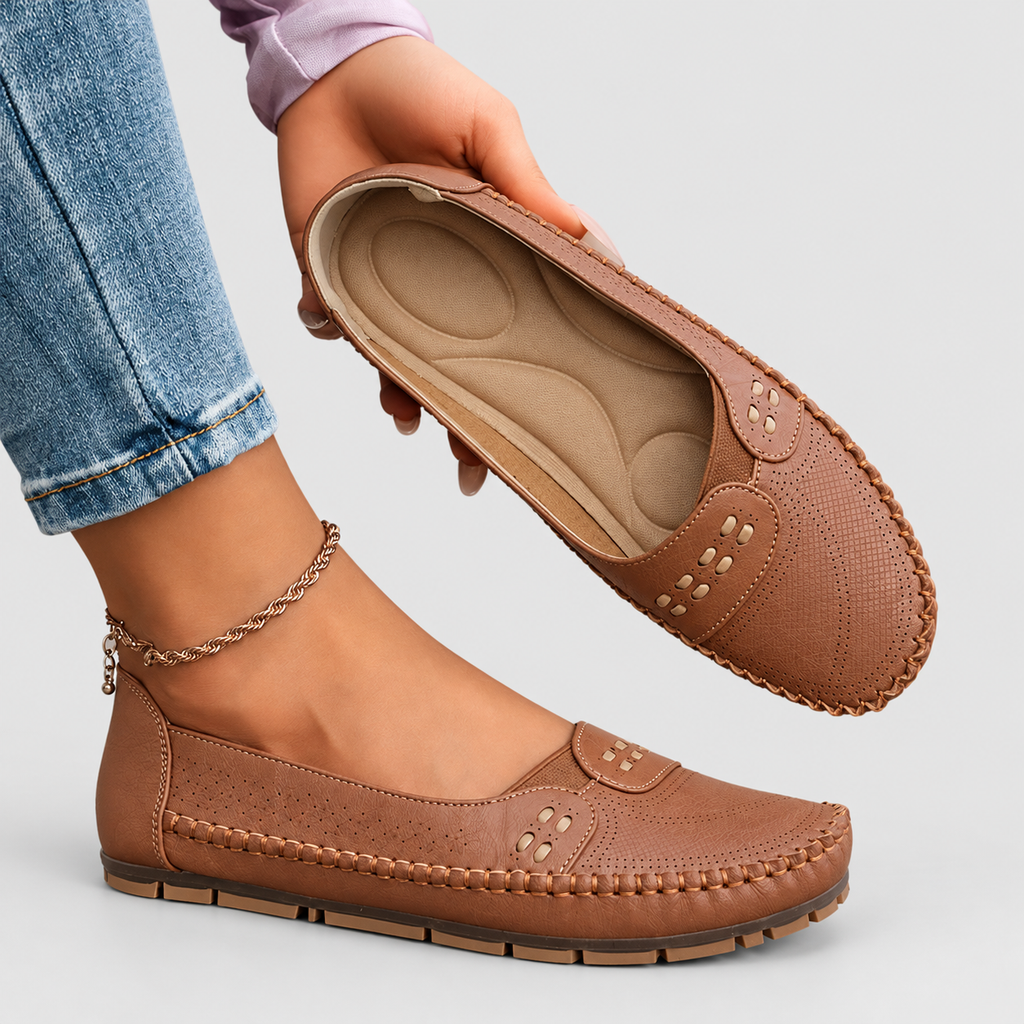 Vespera | Women’s Perforated Slip-On Loafers — product detail 9