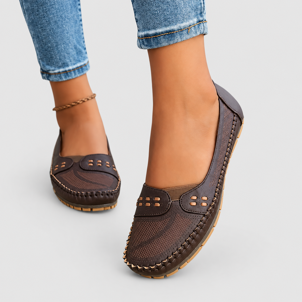 Vespera | Women’s Perforated Slip-On Loafers — product detail 11