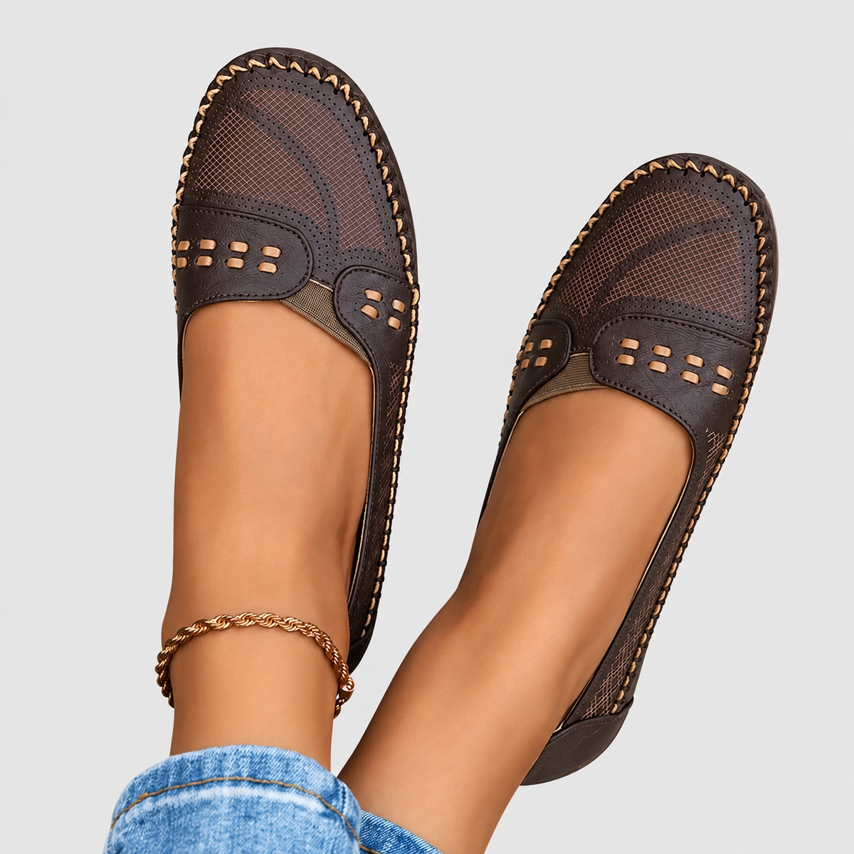 Vespera | Women’s Perforated Slip-On Loafers — product detail 12
