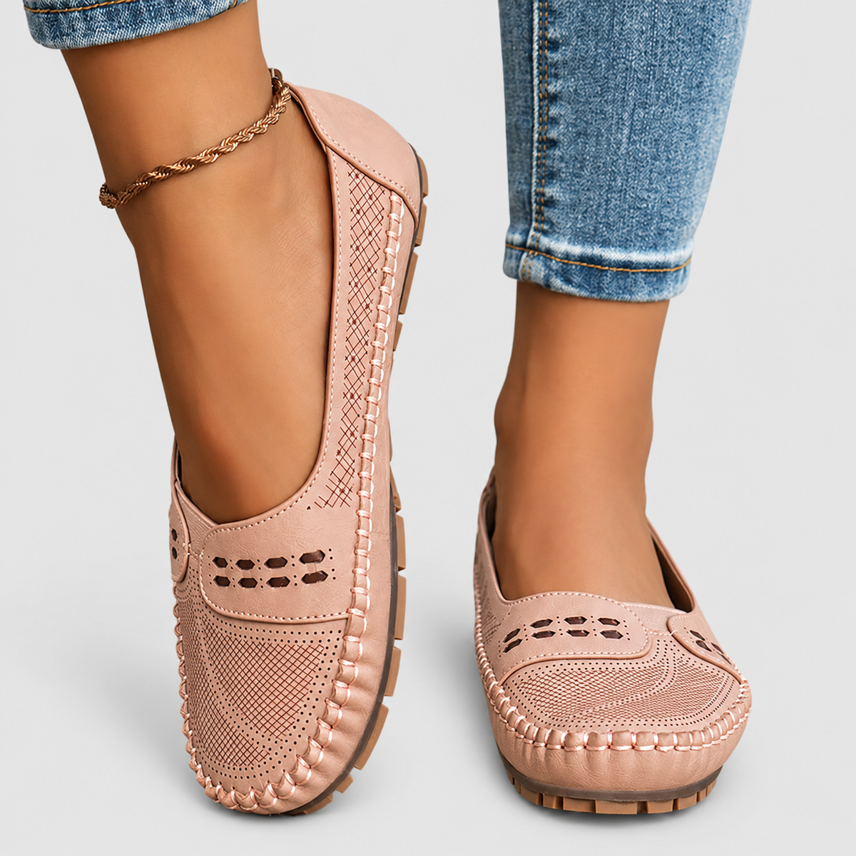 Vespera | Women’s Perforated Slip-On Loafers — product detail 13