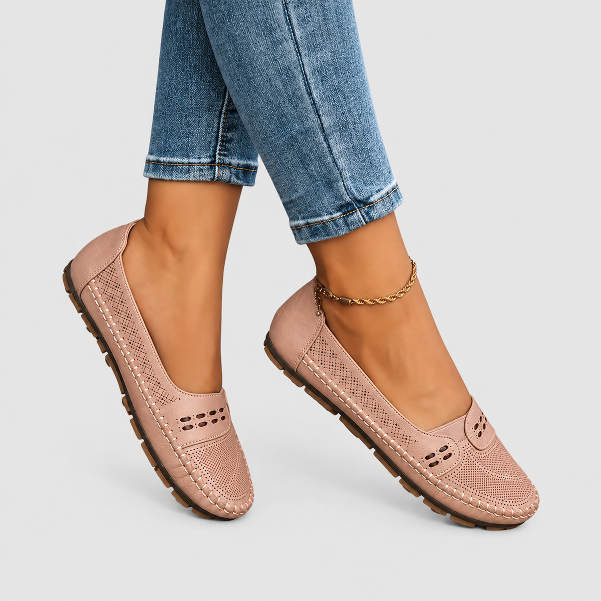 Vespera | Women’s Perforated Slip-On Loafers — product detail 15