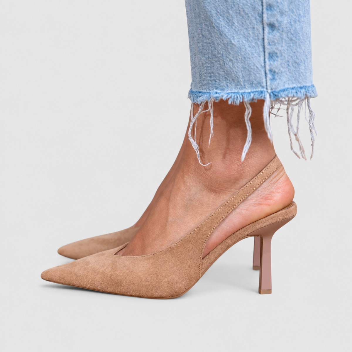 Vianne | Women’s Pointed-Toe Slingback Heels — Beige, Beige 2
