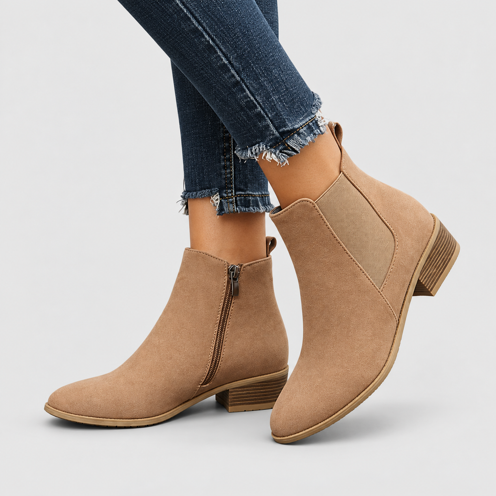 Viviette | Women’s Pointed-Toe Low-Block-Heel Ankle Boots — product detail 7