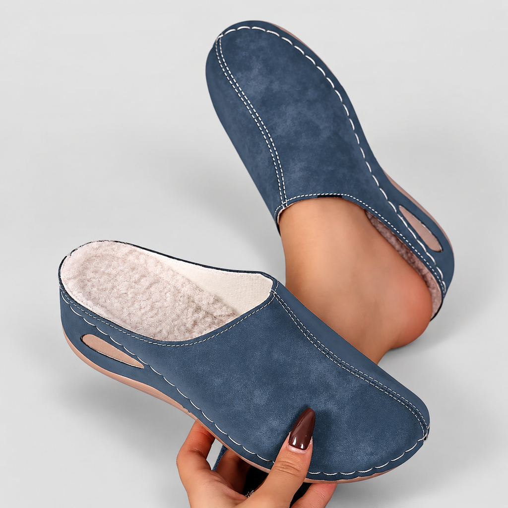 Wendy | Women’s Warm Lined Slip-On Slippers — Blue
