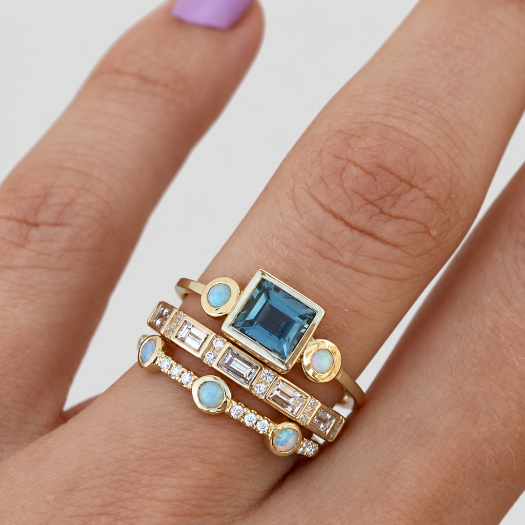 Wilona | Women’s Vintage Blue Crystal-Look Ring Set — product detail 1