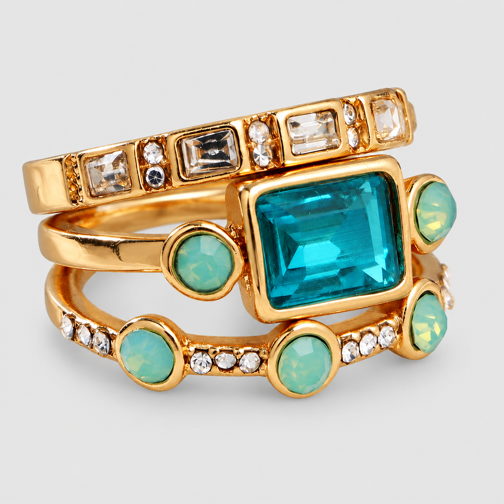 Wilona | Women’s Vintage Blue Crystal-Look Ring Set — product detail 2