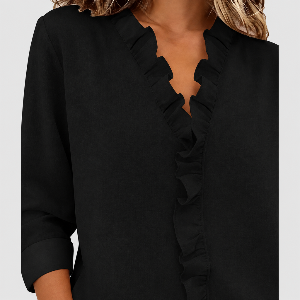 Winona | Women’s Ruffle V-Neck Long-Sleeve Blouse — product detail 8