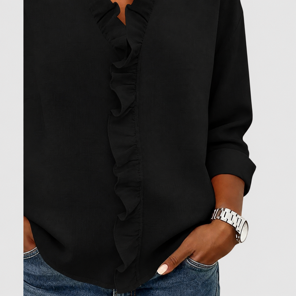 Winona | Women’s Ruffle V-Neck Long-Sleeve Blouse — product detail 9