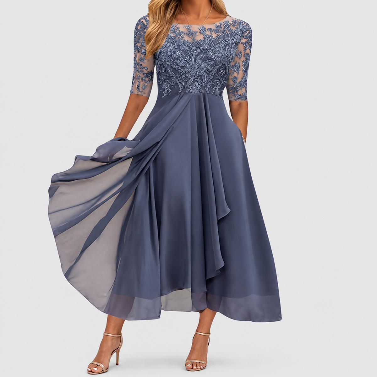 Wisteria | Women’s Lace-Bodice Occasion Dress — Purple