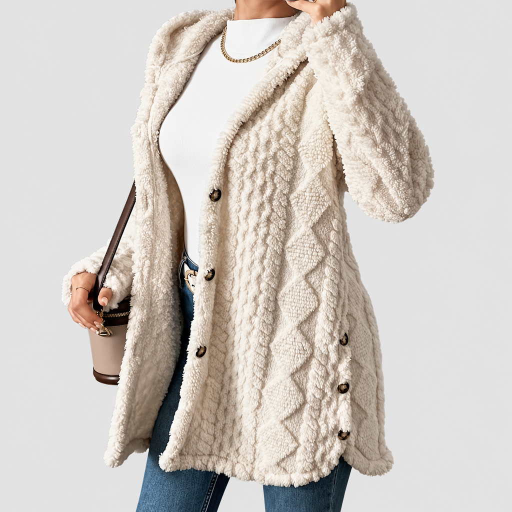 Georgia | Women’s Casual Hooded Cardigan — Beige